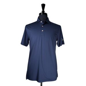 Peter Millar Summer Comfort Mens Small Blue Stretch Golf Polo Shirt Short Sleeve